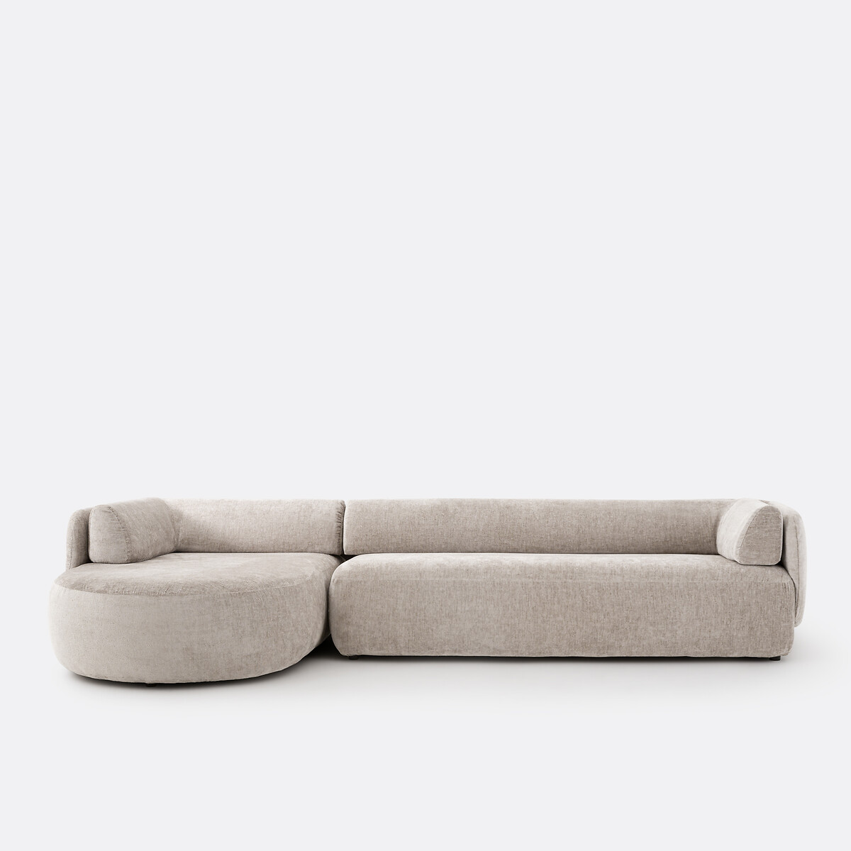 Γωνιακός αριστερός καναπές με χοντρή βελούδινη ταπετσαρία Μ170xΠ325xΥ71cm