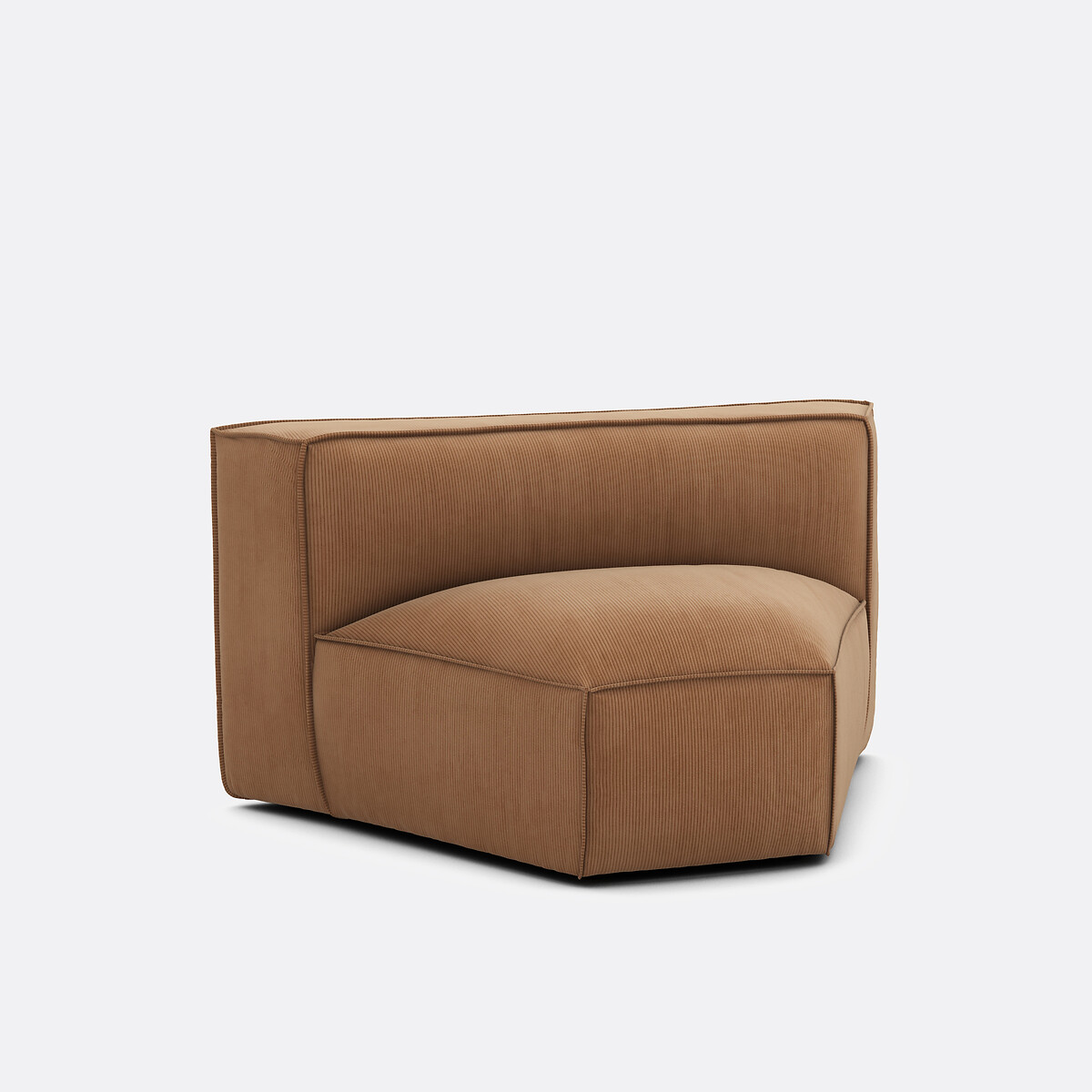 Γωνιακή πολυθρόνα με ταπετσαρία από βελούδο κοτλέ Μ84xΠ128xΥ71cm