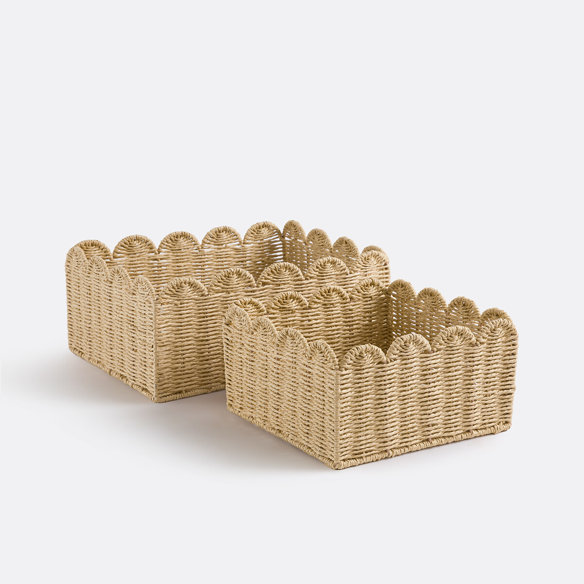 Σετ 2 καλάθια από πλεγμένο χαρτί Μ27xΠ35xΥ15cm