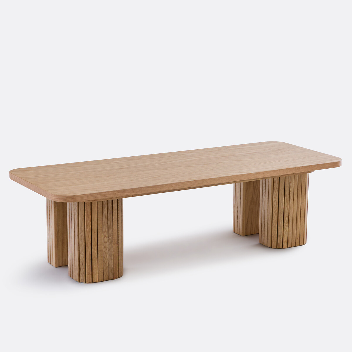 Χαμηλό τραπεζάκι με καπλαμά από ξύλο δρυ Μ50xΠ130xΥ36cm