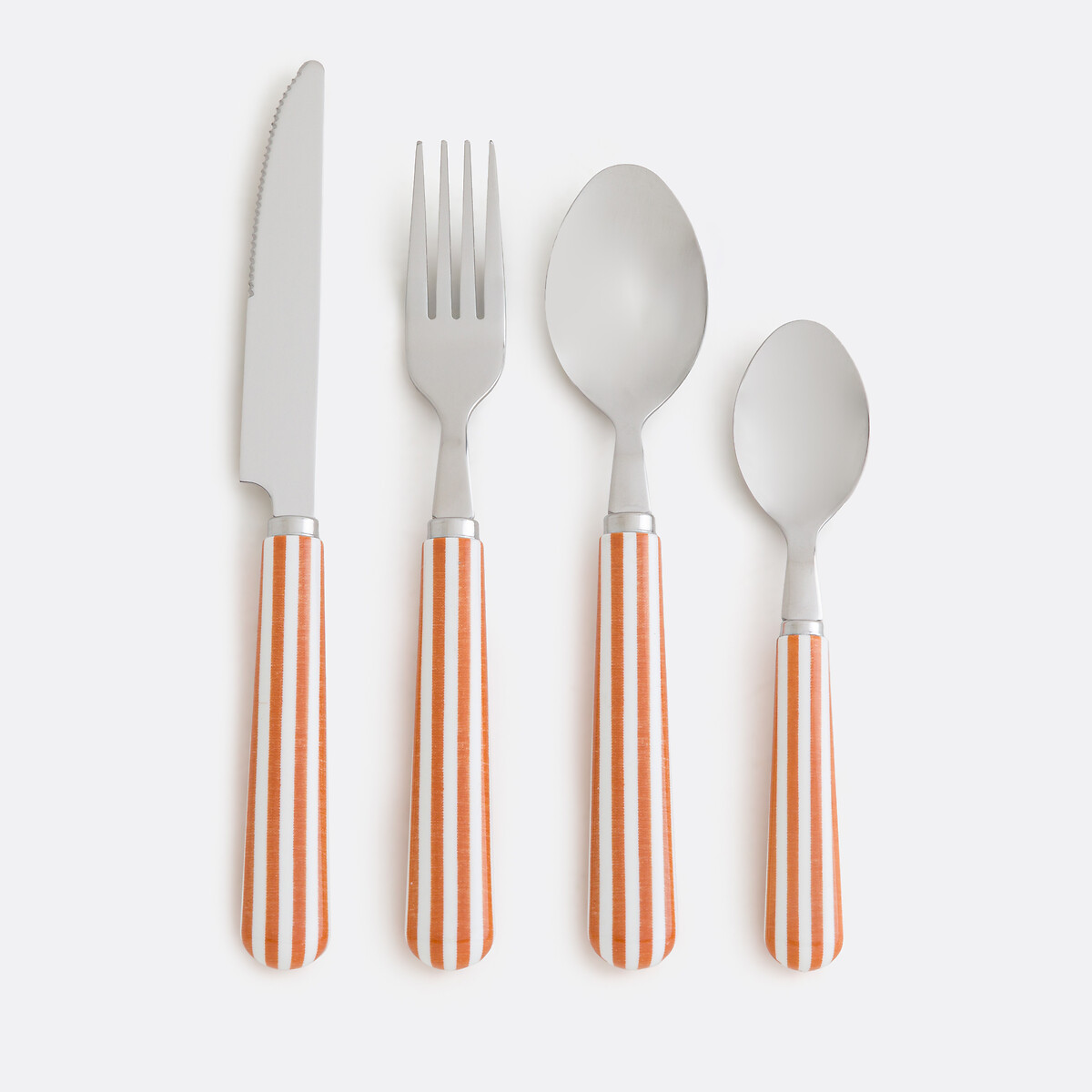 Σετ 16 μαχαιροπίρουνα με ριγέ λαβή