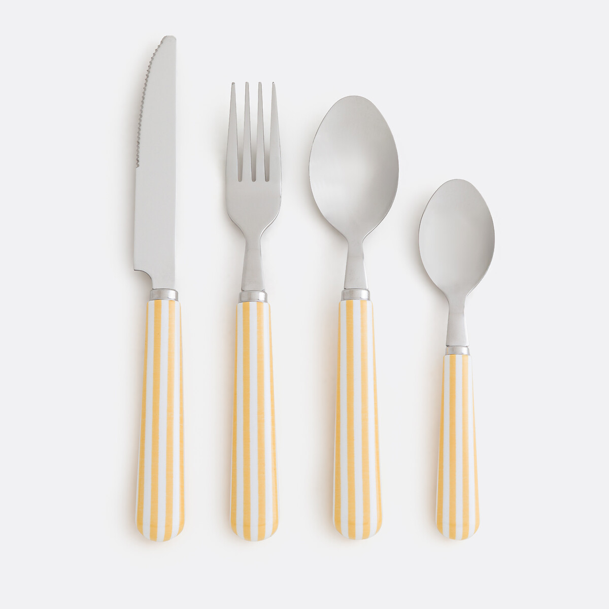 Σετ 16 μαχαιροπίρουνα με ριγέ λαβή