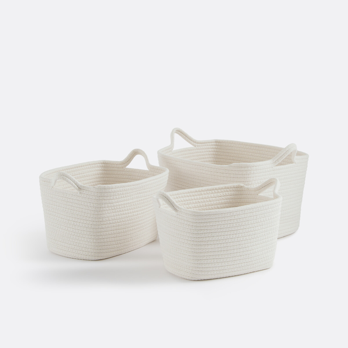 Σετ 3 ορθογώνια βαμβακερά καλάθια Μ26xΠ38xΥ22cm