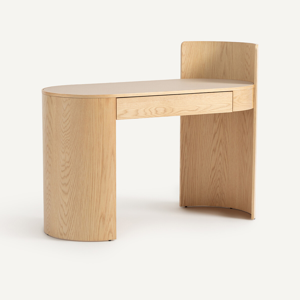 Γραφείο από ξύλο δρυ και δέρμα Μ95xΥ55cm