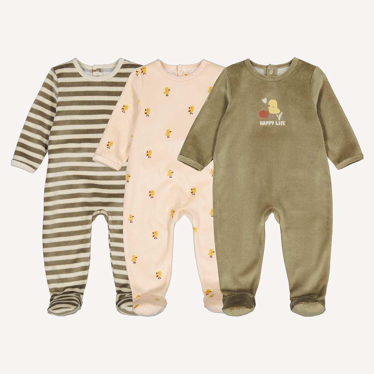 Σετ 3 βρεφικά φορμάκια – Βελούδινα με σχέδιο ριγέ ζωάκι