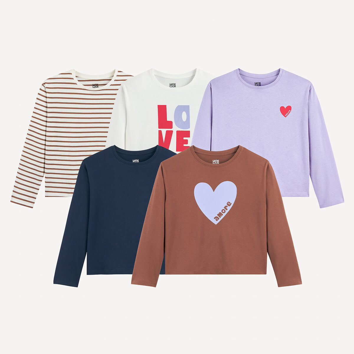 La Redoute Collections Σετ 5 μακρυμάνικα T-shirt