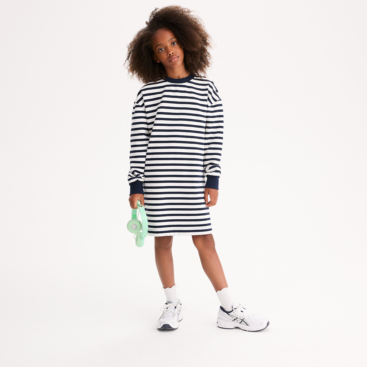 Φόρεμα φούτερ μακρυμάνικο με ρίγες