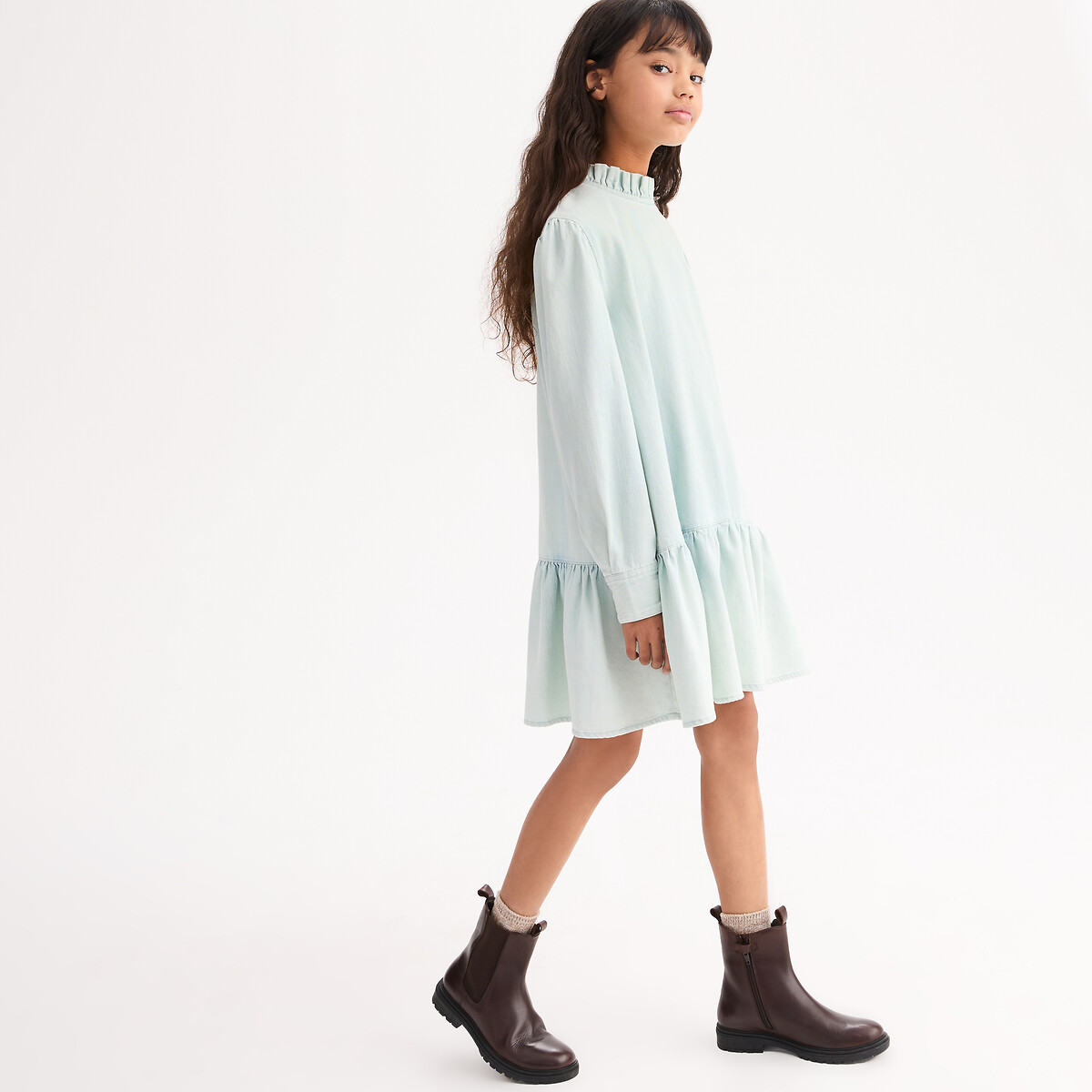 Φόρεμα με μακριά μανίκια από ελαφρύ τζιν