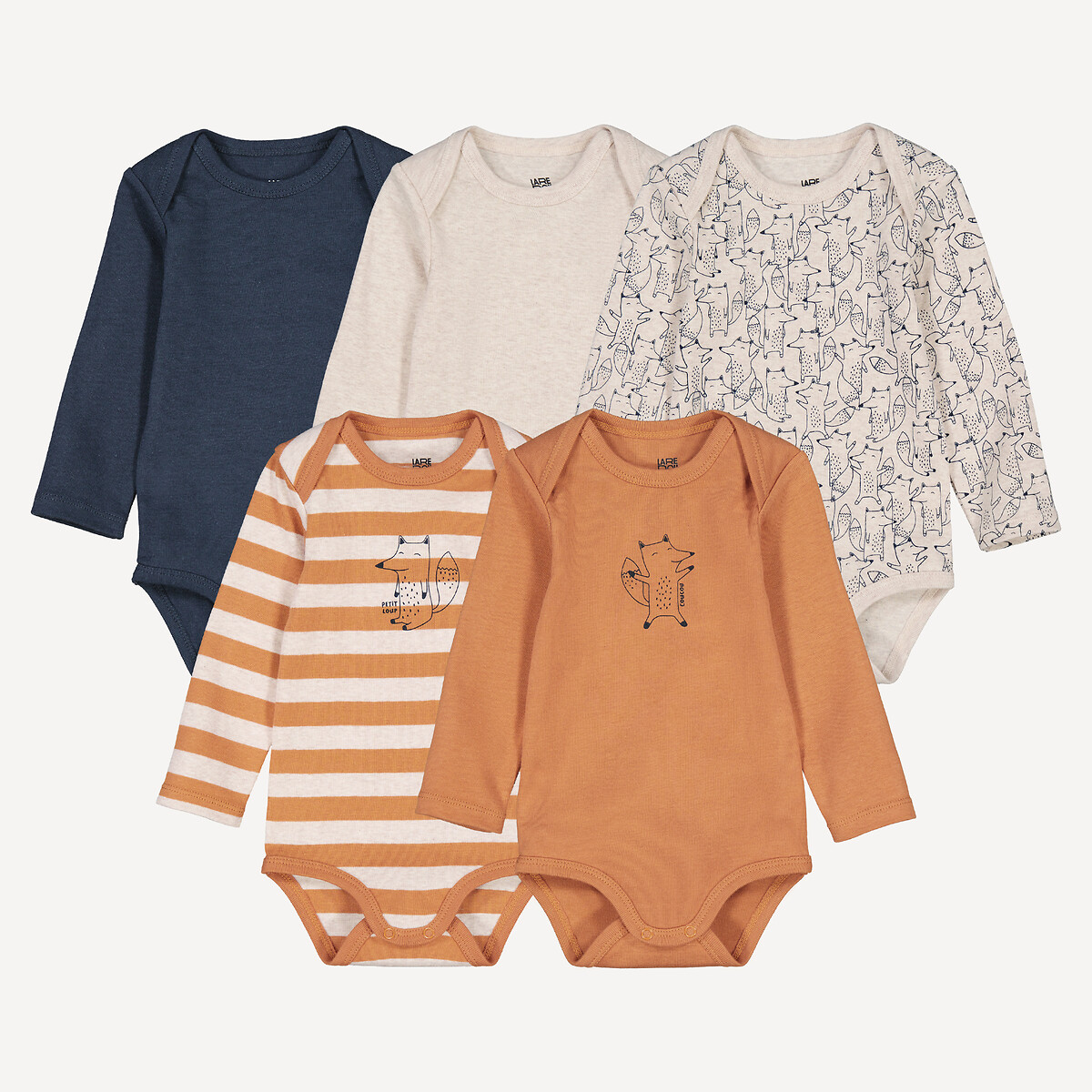 Σετ 5 βρεφικά φορμάκια με μακριά μανίκια