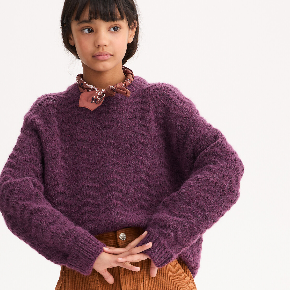 La Redoute Collections Πουλόβερ με στρογγυλή λαιμόκοψη από χοντρή πλέξη με σχέδιο