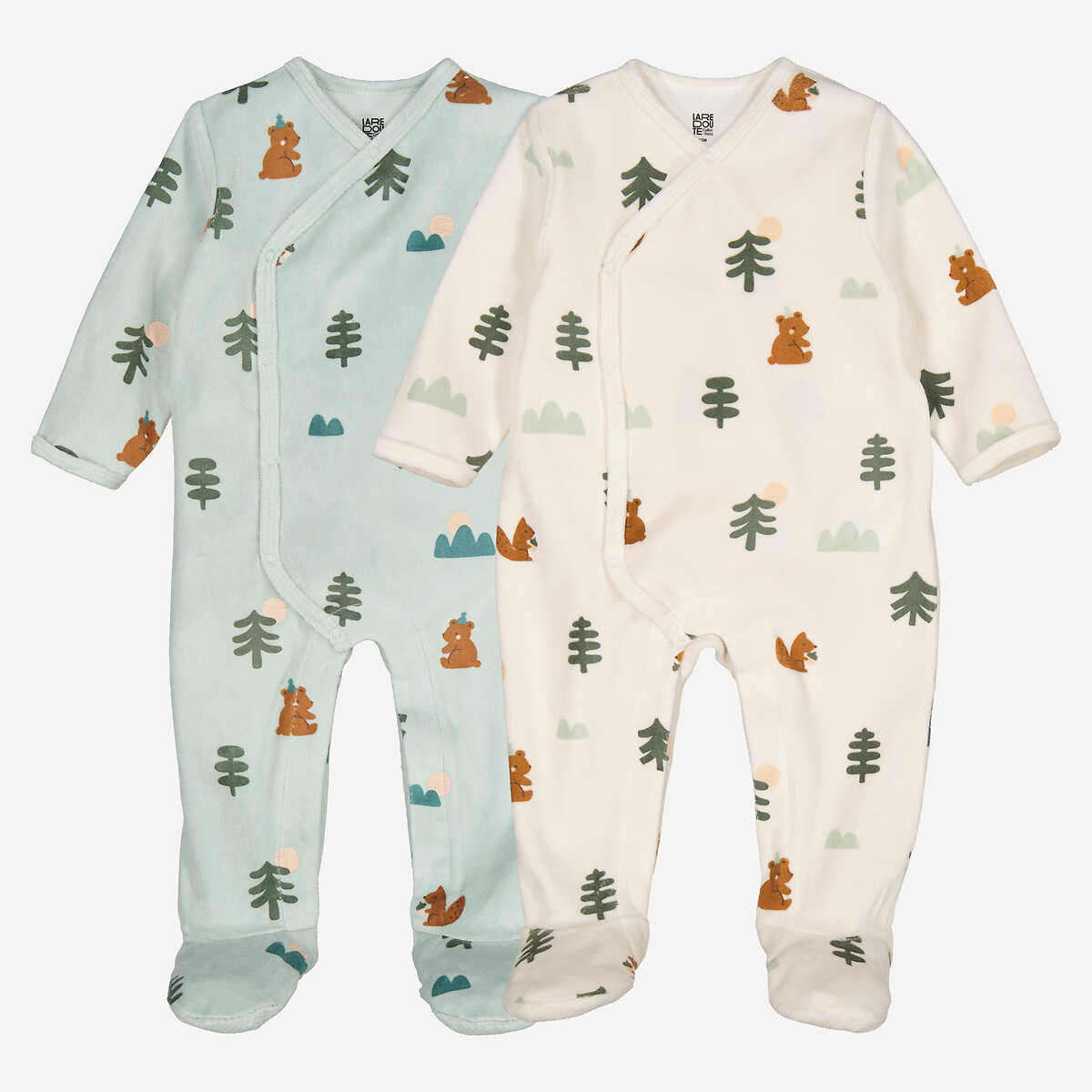 La Redoute Collections Σετ 2 πιτζαμάκια από βελούδο με σχέδιο "forest"