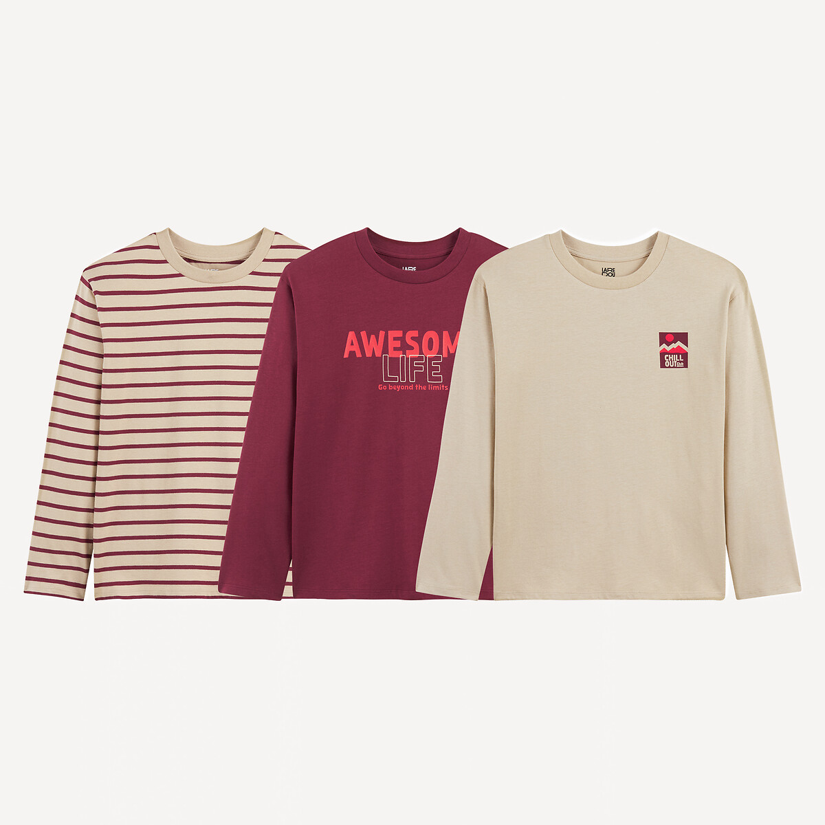 Σετ 3 μακρυμάνικα μπλουζάκια με στάμπα