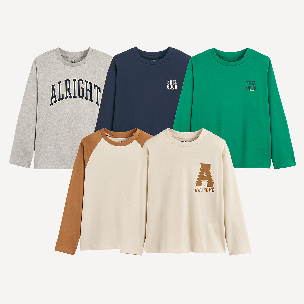 La Redoute Collections Σετ 5 εκτυπωμένα t-shirts με μακριά μανίκια