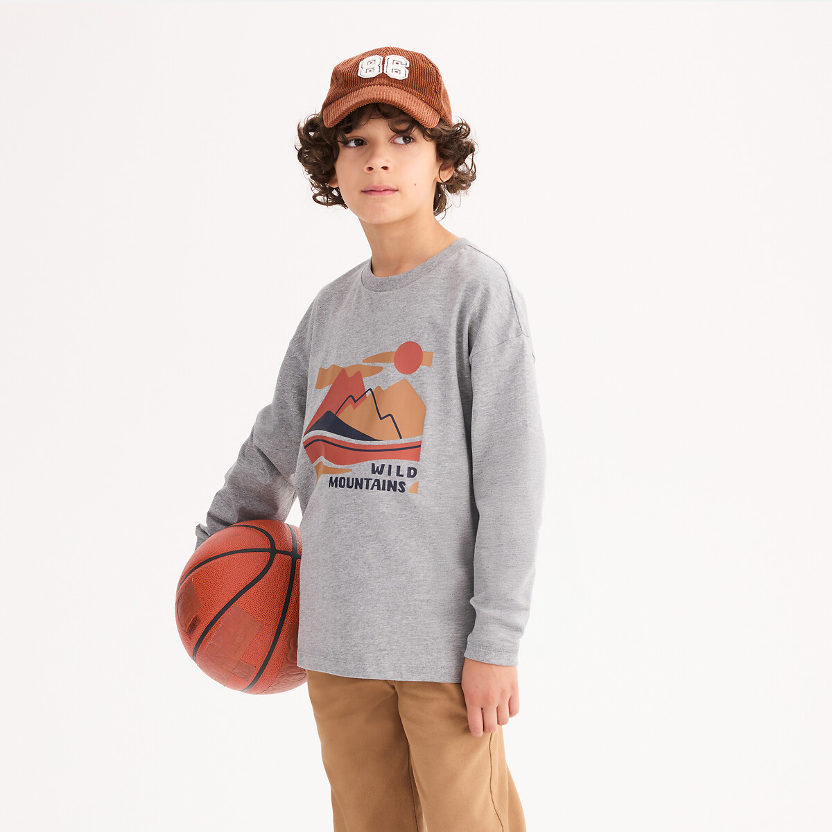 Μπλούζα με μακριά μανίκια και στάμπα βουνά