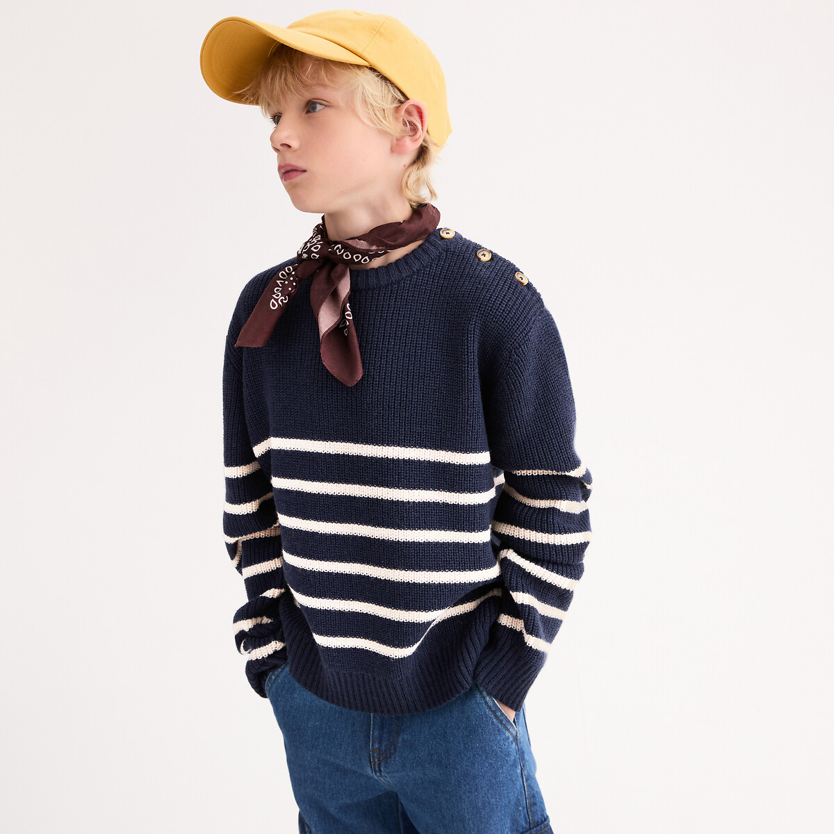 La Redoute Collections Πουλόβερ με στρογγυλό λαιμό και ρίγες