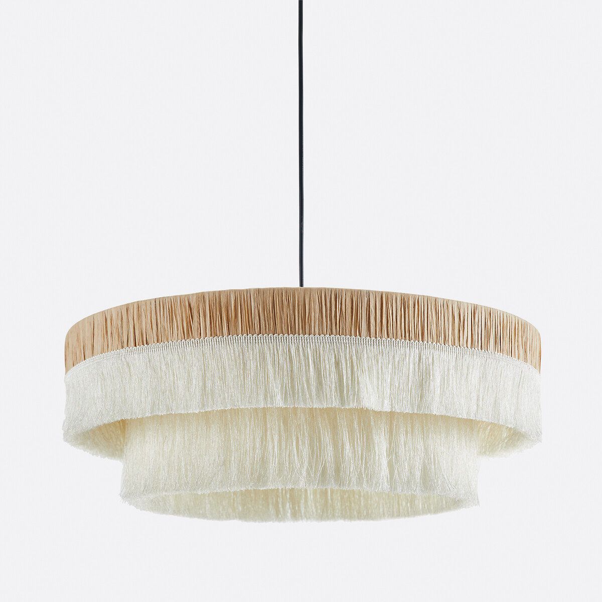 Φωτιστικό οροφής από raphia Δ50 εκ. με κρόσσια Μ50xΠ50xΥ16cm