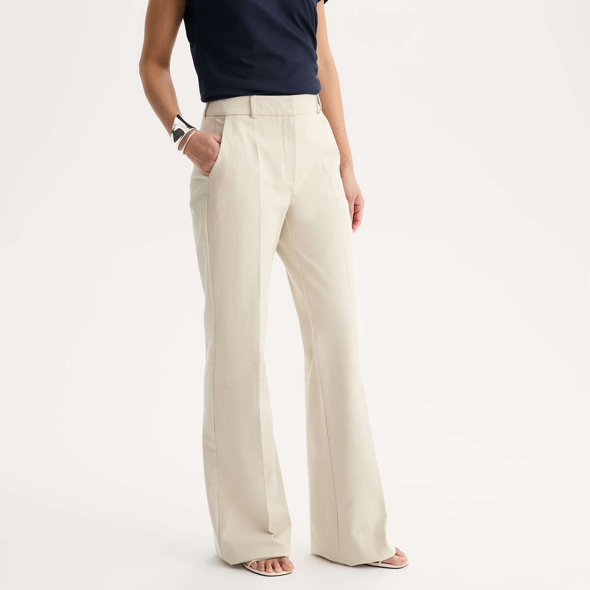 Παντελόνι σε σιλουέτα bootcut από stretch βαμβάκι