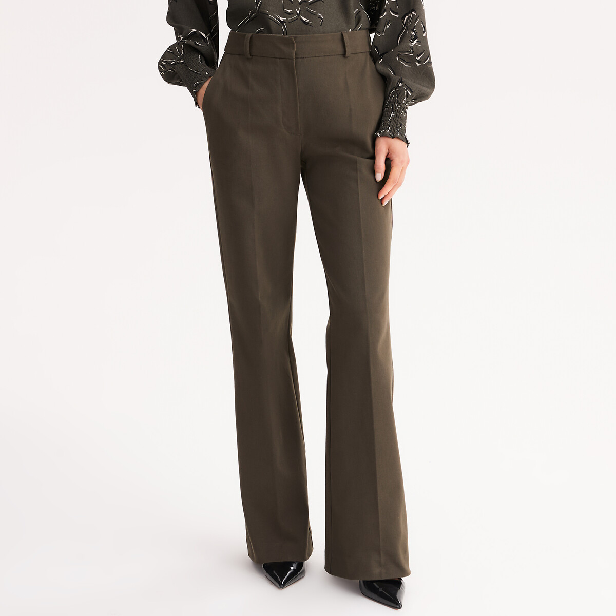 Παντελόνι σε σιλουέτα bootcut από stretch βαμβάκι