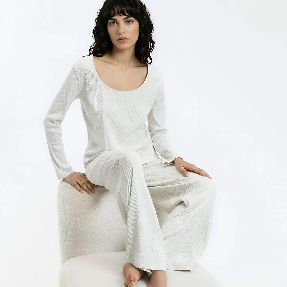 Πιτζάμα από πλεκτό με ριμπ ύφανση