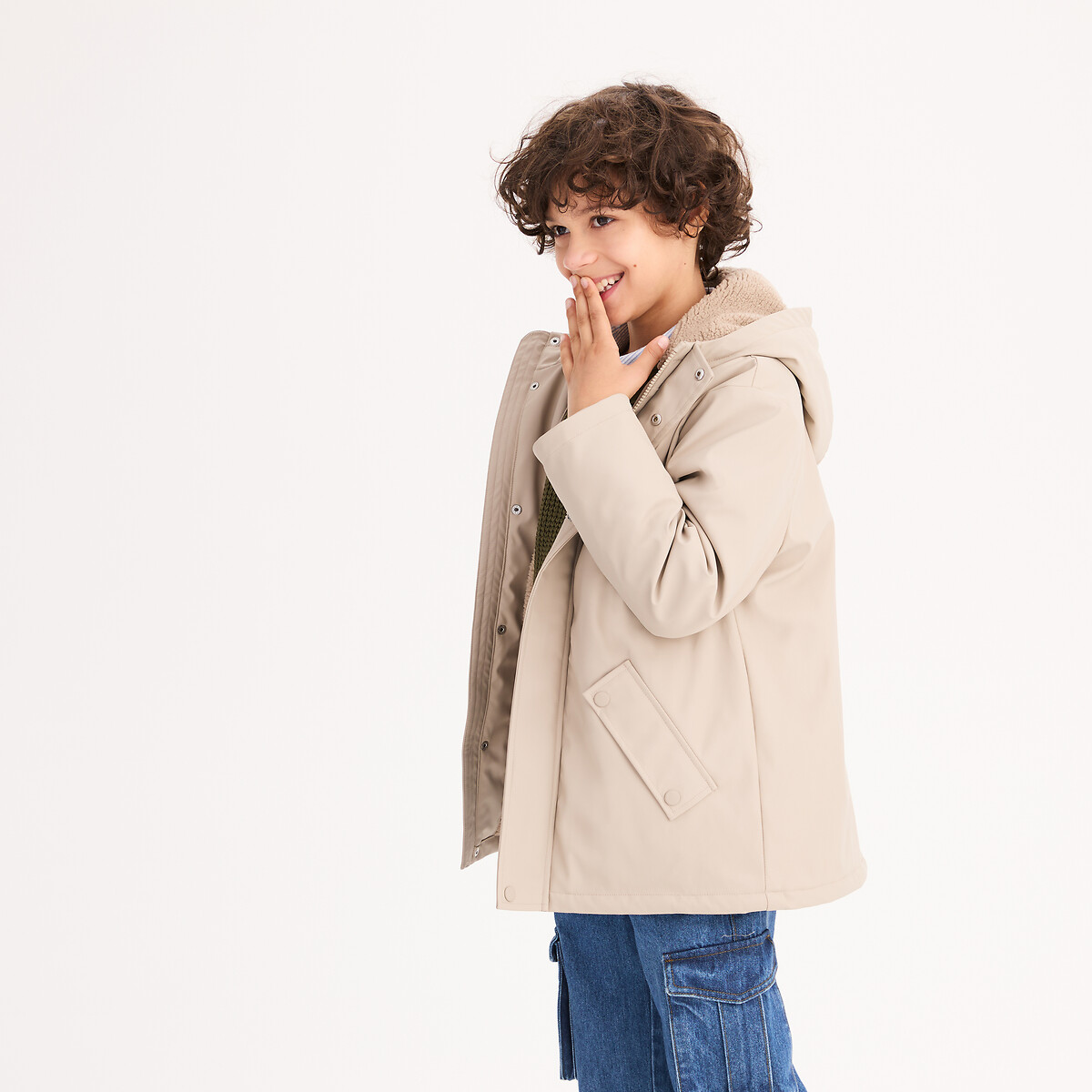 La Redoute Collections Αδιάβροχο μπουφάν με επένδυση sherpa και κουκούλα