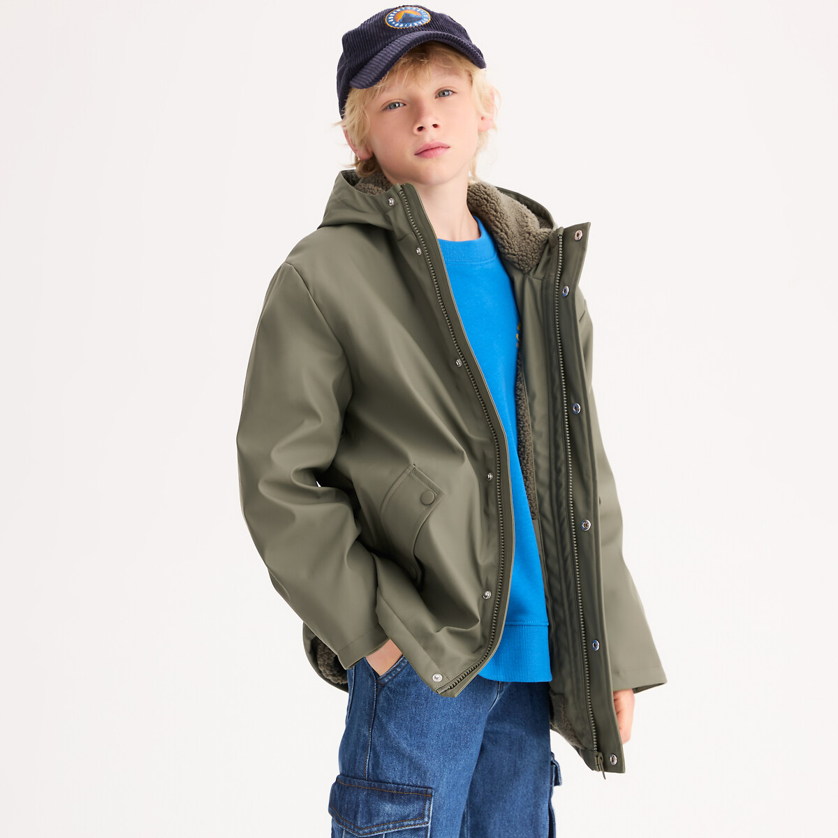 La Redoute Collections Αδιάβροχο μπουφάν με επένδυση sherpa και κουκούλα
