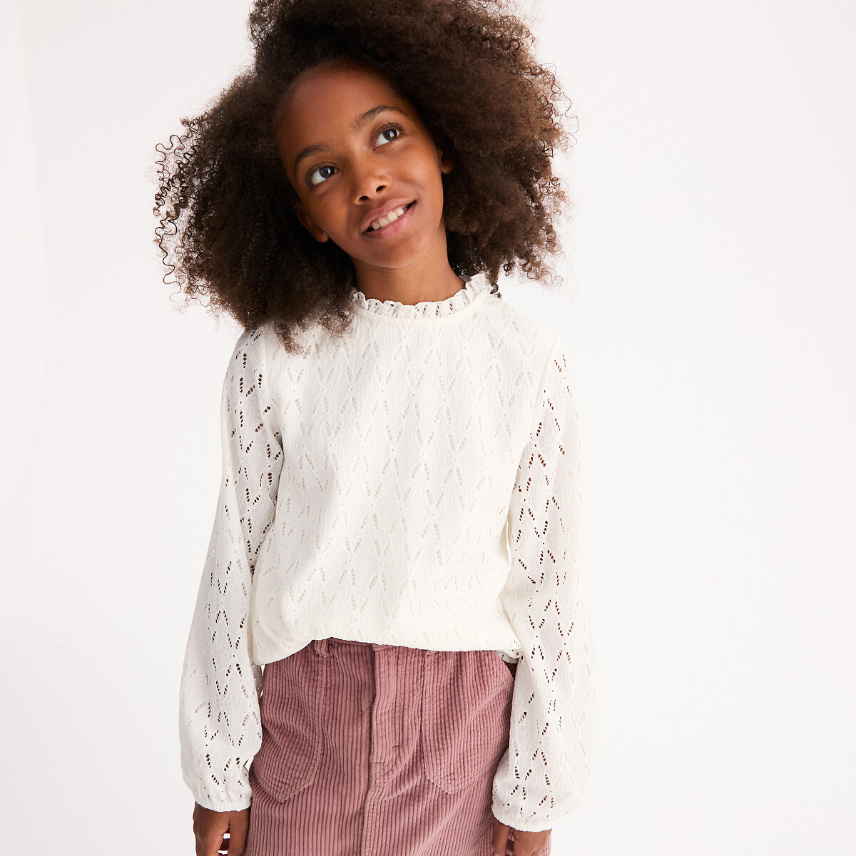 La Redoute Collections Διάτρητο μπλουζάκι με μακριά μανίκια