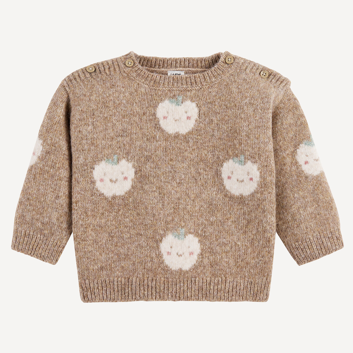 Πουλόβερ από χοντρή ζακάρ πλέξη με σχέδιο μήλα