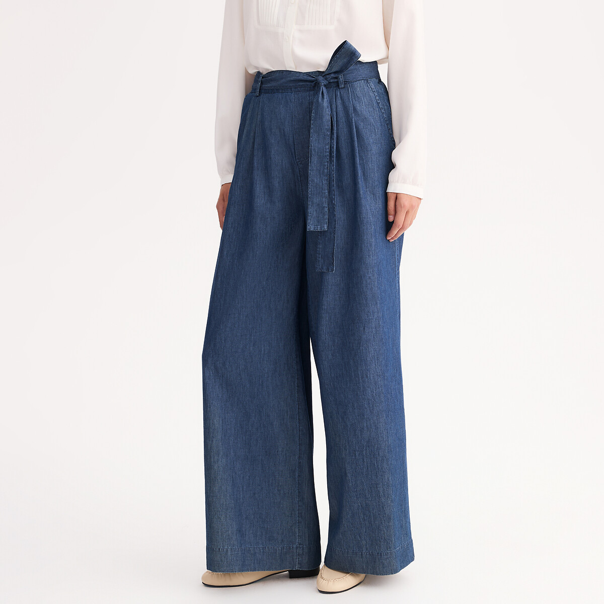 ANNE WEYBURN Τζιν παντελόνι σε φαρδιά γραμμή από ανοιχτόχρωμο ντένιμ