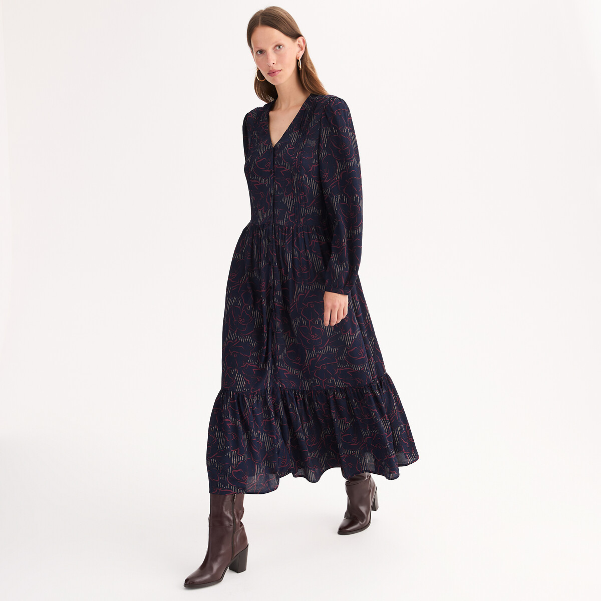 Anne Weyburn Μακρύ φλοράλ εβαζέ φόρεμα