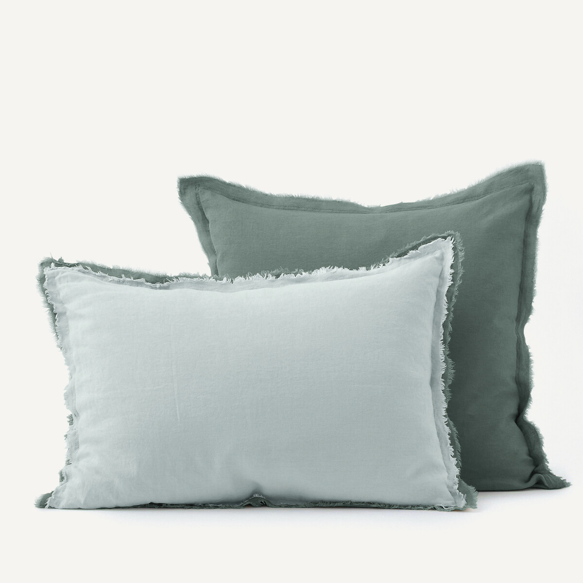 Μαξιλαροθήκη από προπλυμένο λινό με διπλά κρόσσια 50x70 cm