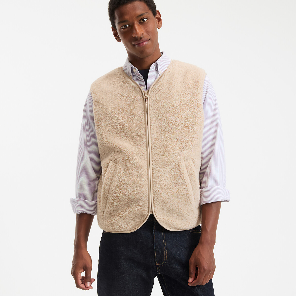 La Redoute Collections Γιλέκο με χοντρή πλέξη και φερμουάρ