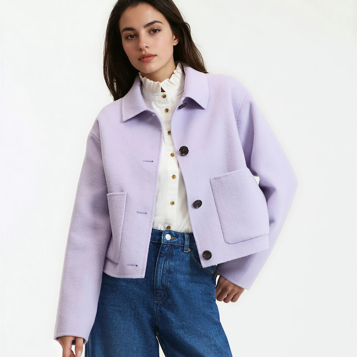 La Redoute Collections Κοντό μαντό με κουμπωτό κλείσιμο