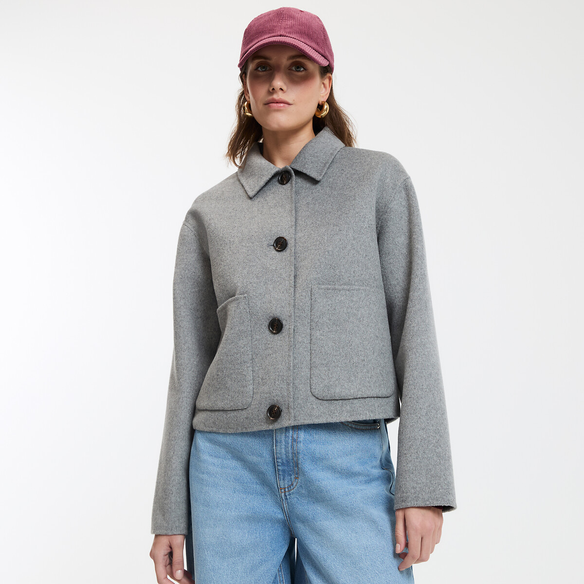 La Redoute Collections Κοντό μαντό με κουμπωτό κλείσιμο