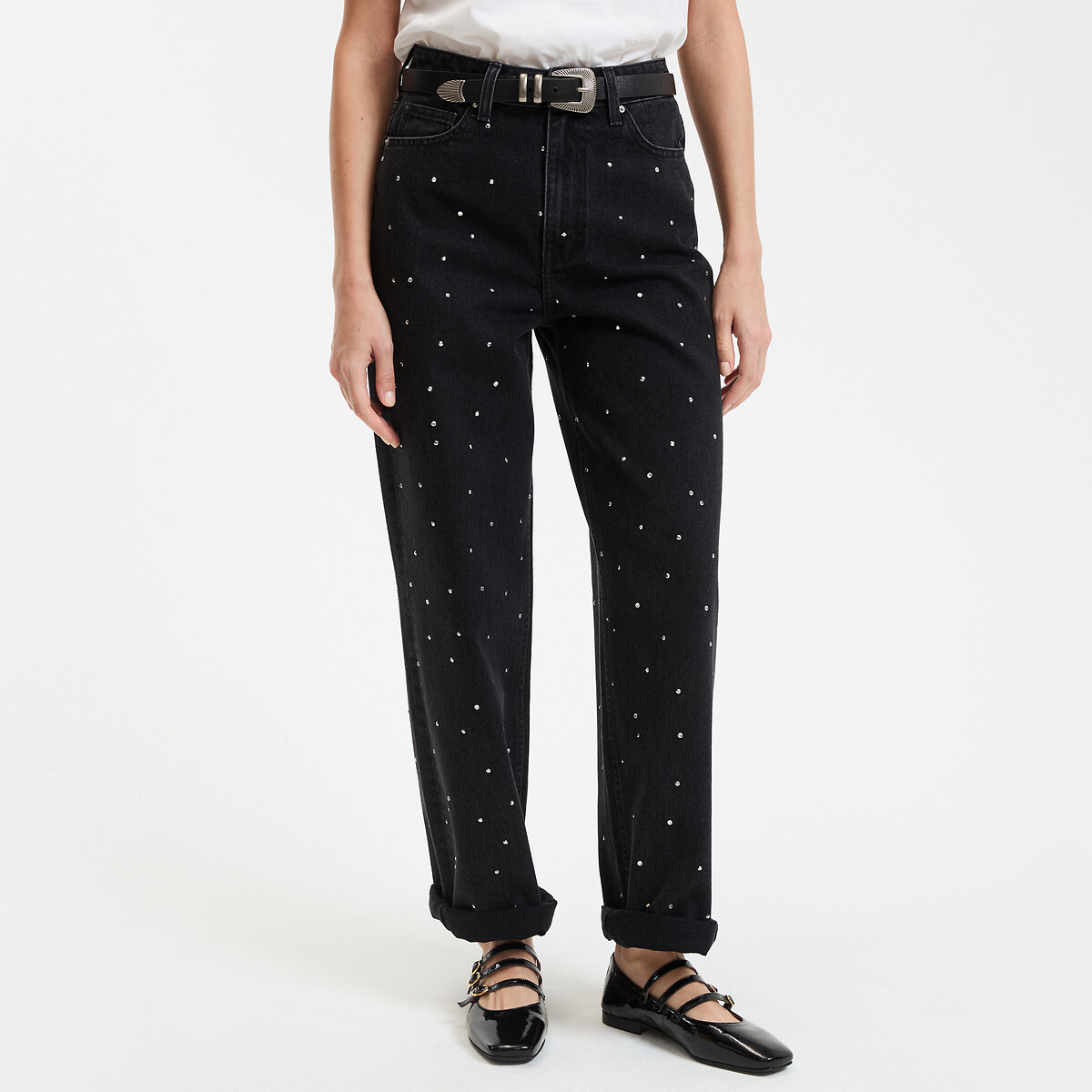 La Redoute Collections Ψηλόμεσο τζιν με στράς