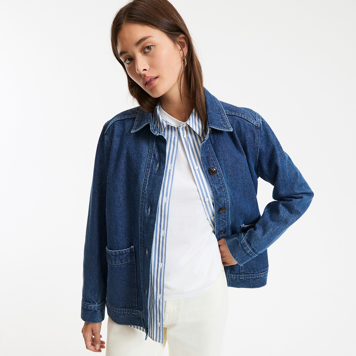 La Redoute Collections Μπουφάν τζιν με κουμπιά