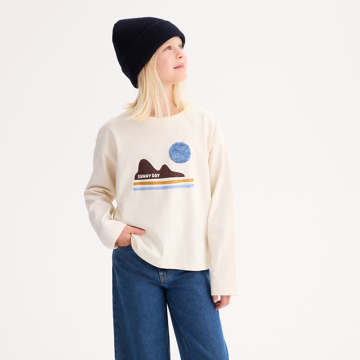 La Redoute Collections T-shirt μακρυμάνικο με εκτυπωμένο σχέδιο και παγιέτες