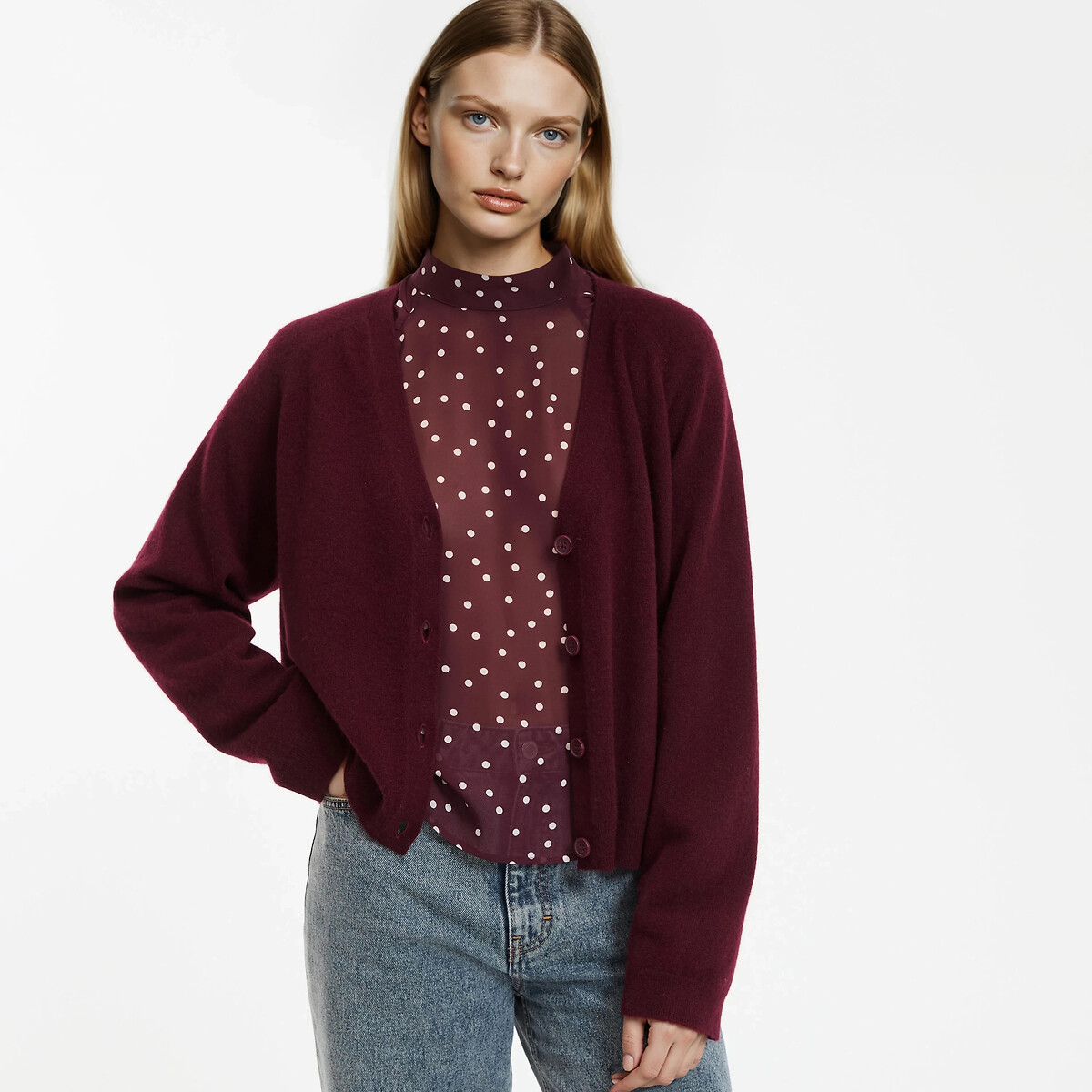 La Redoute Collections Ζακέτα από λεπτή πλέξη από κασμίρ