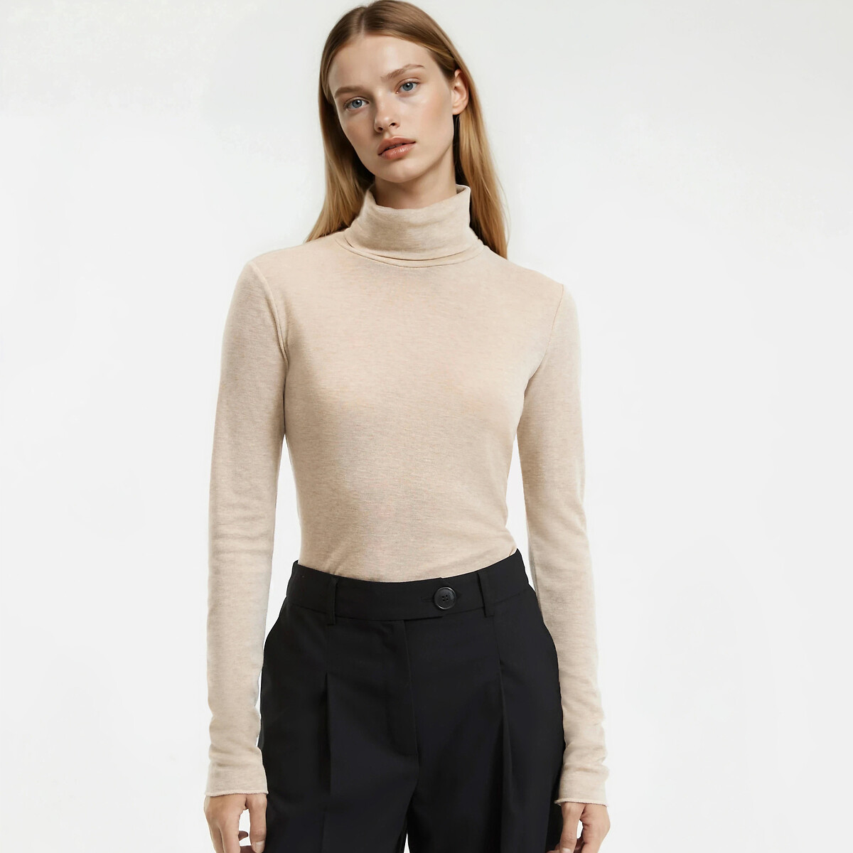 La Redoute Collections Μπλούζα με μακρύ μανίκι και ζιβάγκο από μείγμα lyocell