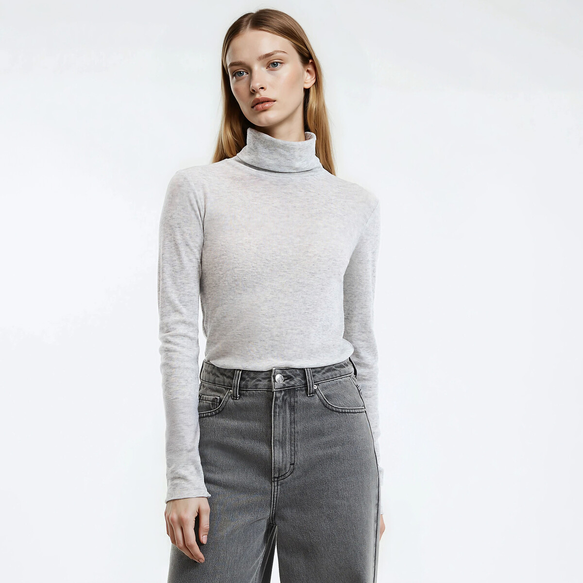 La Redoute Collections Μπλούζα με μακρύ μανίκι και ζιβάγκο από μείγμα lyocell