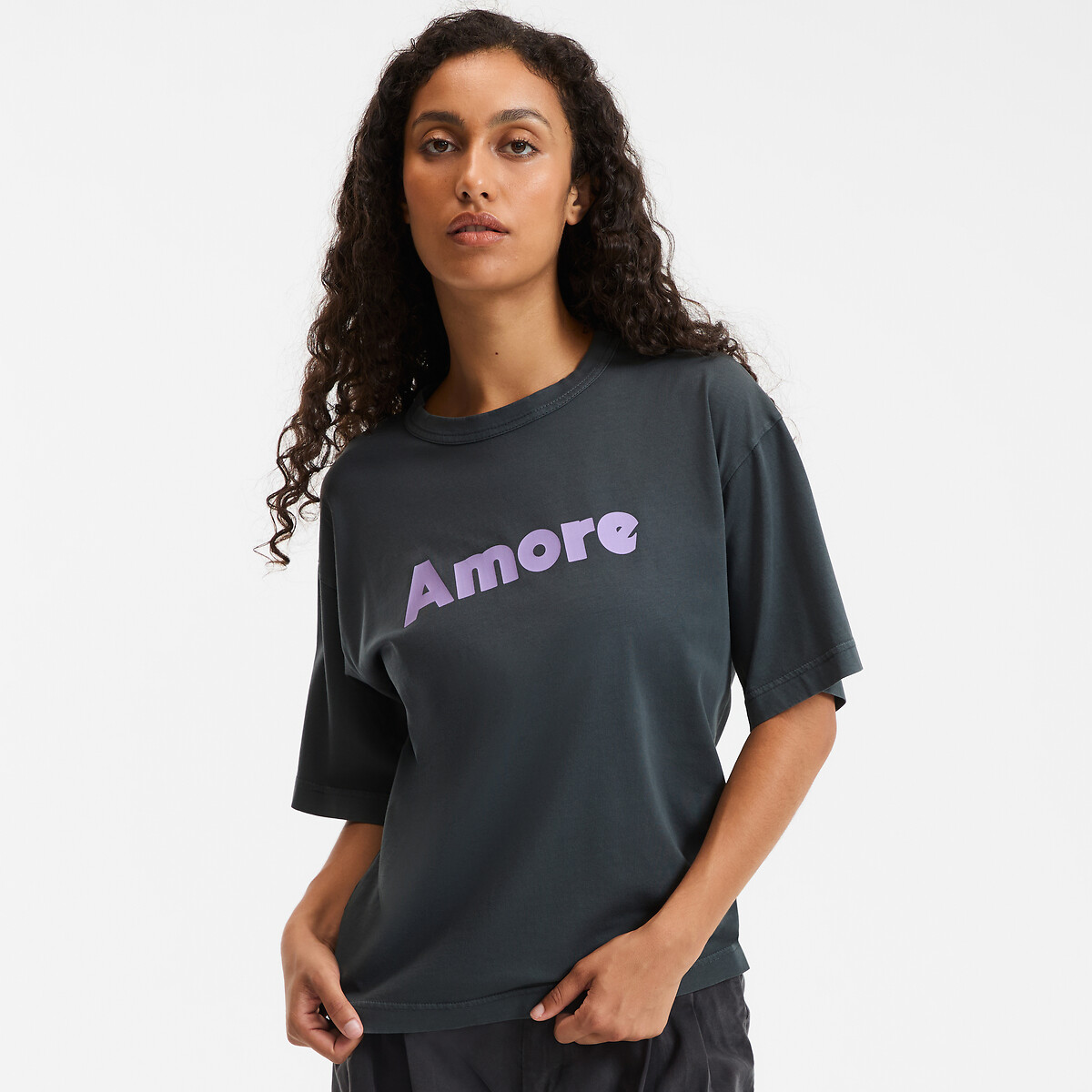 T-shirt με στρογγυλό λαιμό και μήνυμα