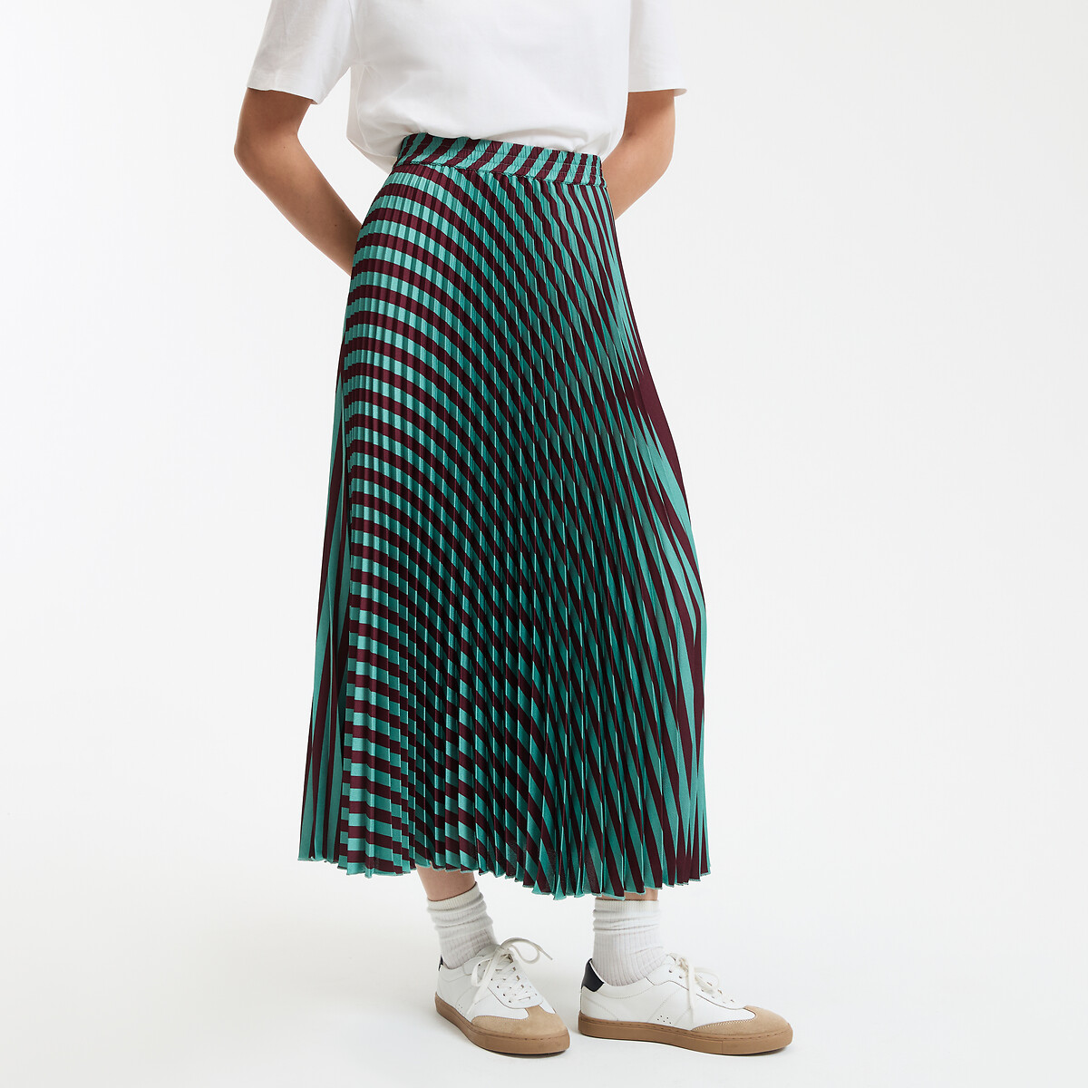La Redoute Collections Μακριά ριγέ πλισέ φούστα