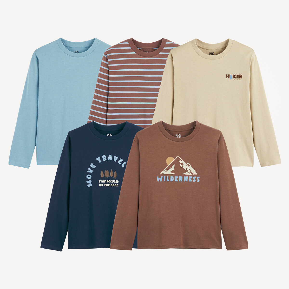 Σετ 5 μακρυμάνικα μπλουζάκια με στάμπα 5-14 ετών