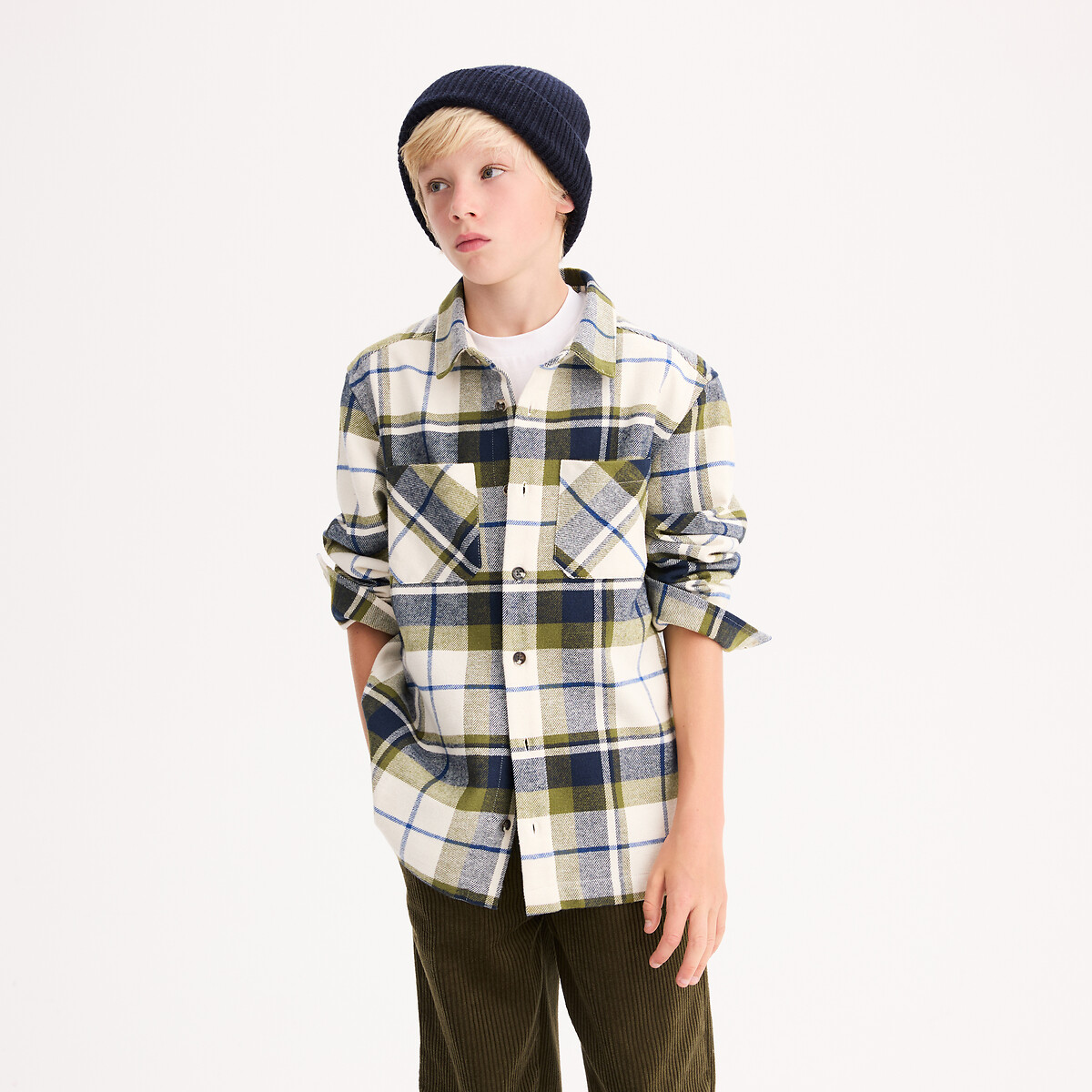 La Redoute Collections Πουκάμισο-ζακέτα με μακριά μανίκια και καρό σχέδιο