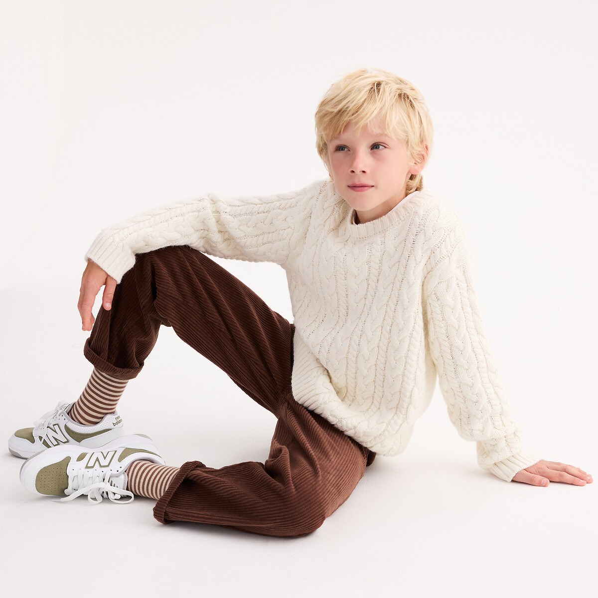 La Redoute Collections Πλεκτή μπλούζα με στρογγυλή λαιμόκοψη και χοντρή πλέξη