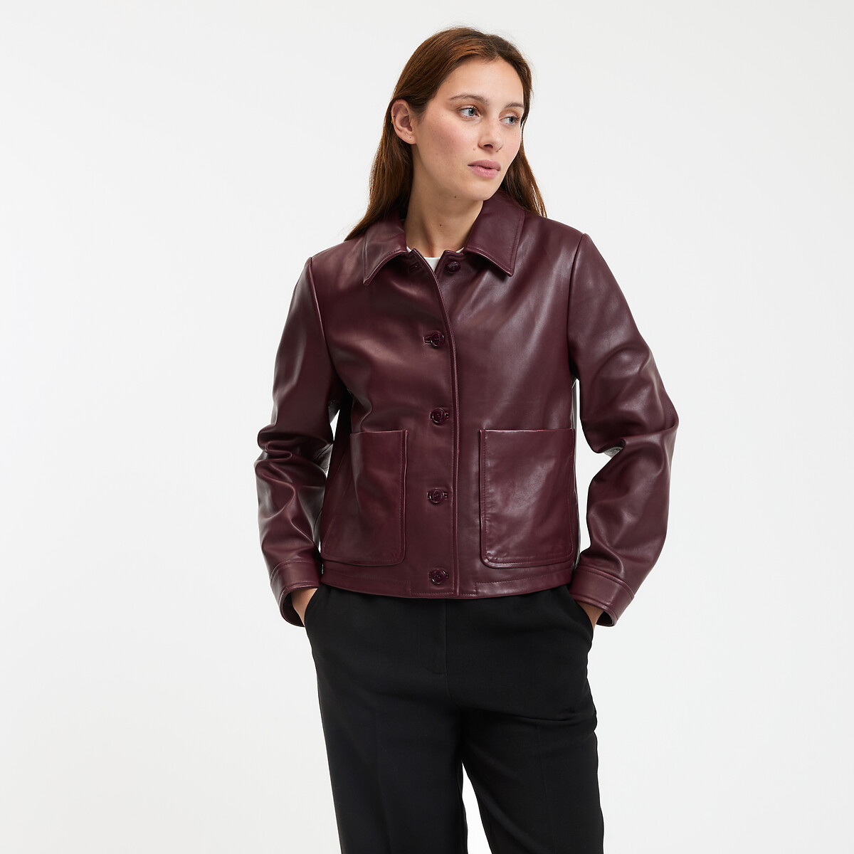 La Redoute Collections Κοντό δερμάτινο μπουφάν