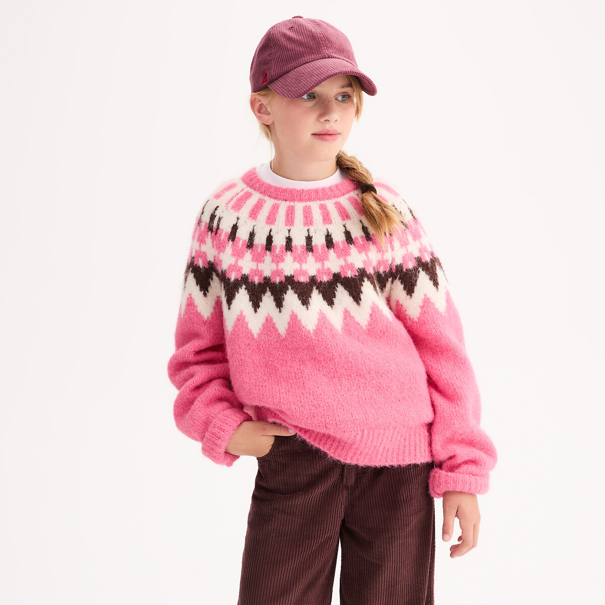 La Redoute Collections Πουλόβερ με στρογγυλή λαιμόκοψη και χοντρή ζακάρ πλέξη