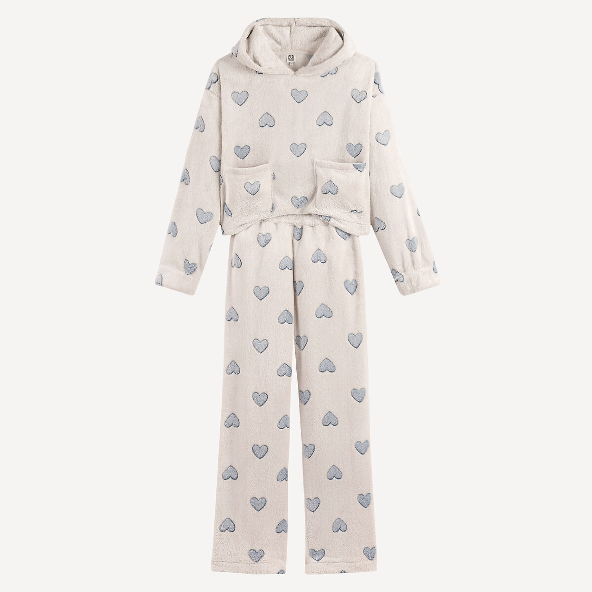 La Redoute Collections Πιτζάμα με μακριά μανίκια από φλις με στάμπα καρδιές