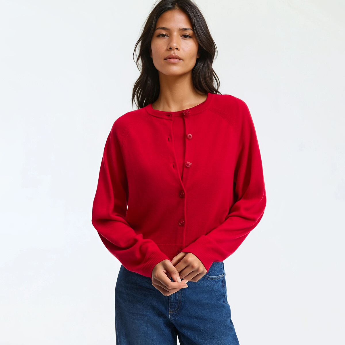 La Redoute Collections Ζακέτα με στρογγυλό λαιμό σε λεπτή πλέξη