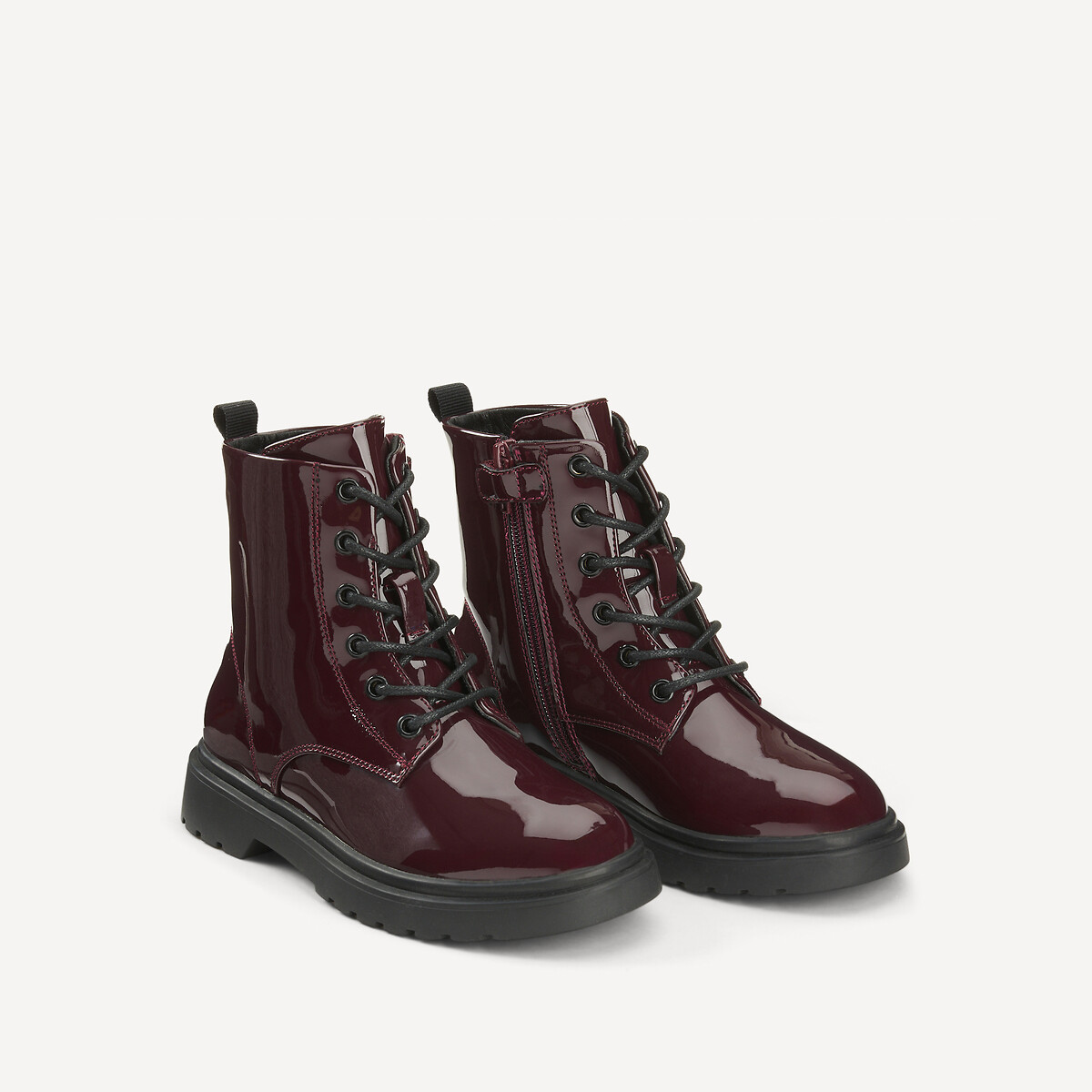 La Redoute Collections Δερμάτινα μποτάκια με κορδόνια από λουστρίνι