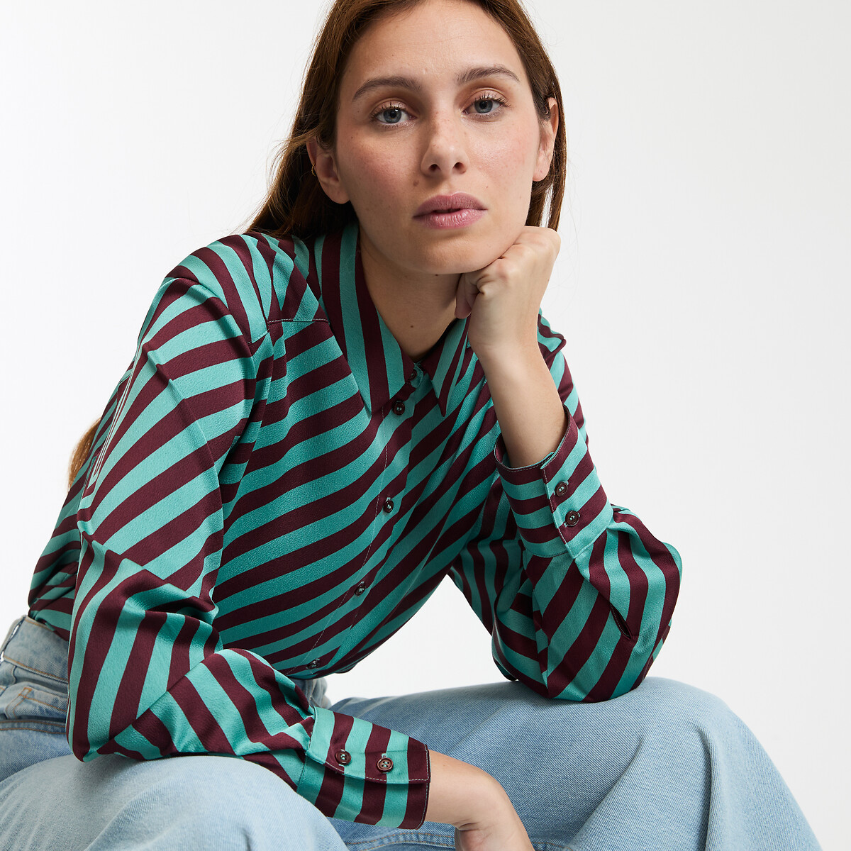 Πουκάμισο σατέν με ρίγες